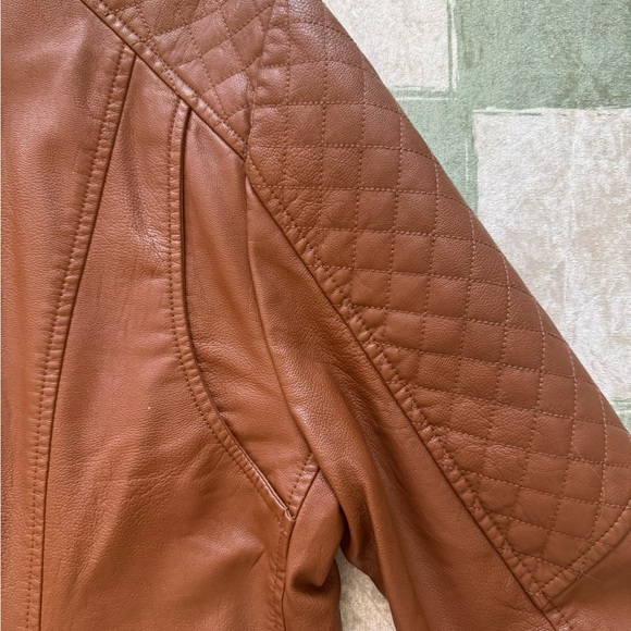Guess Y2K Brown Quilted Leather Jacket Size Large - Picture 6 of 7